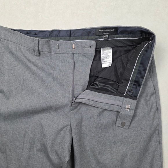 Banana Republic Mens 34x30 Standard Fit Grey Novelty Pattern Dress Pants - Picture 6 of 11